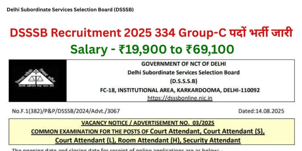 DSSSB Recruitment 2025